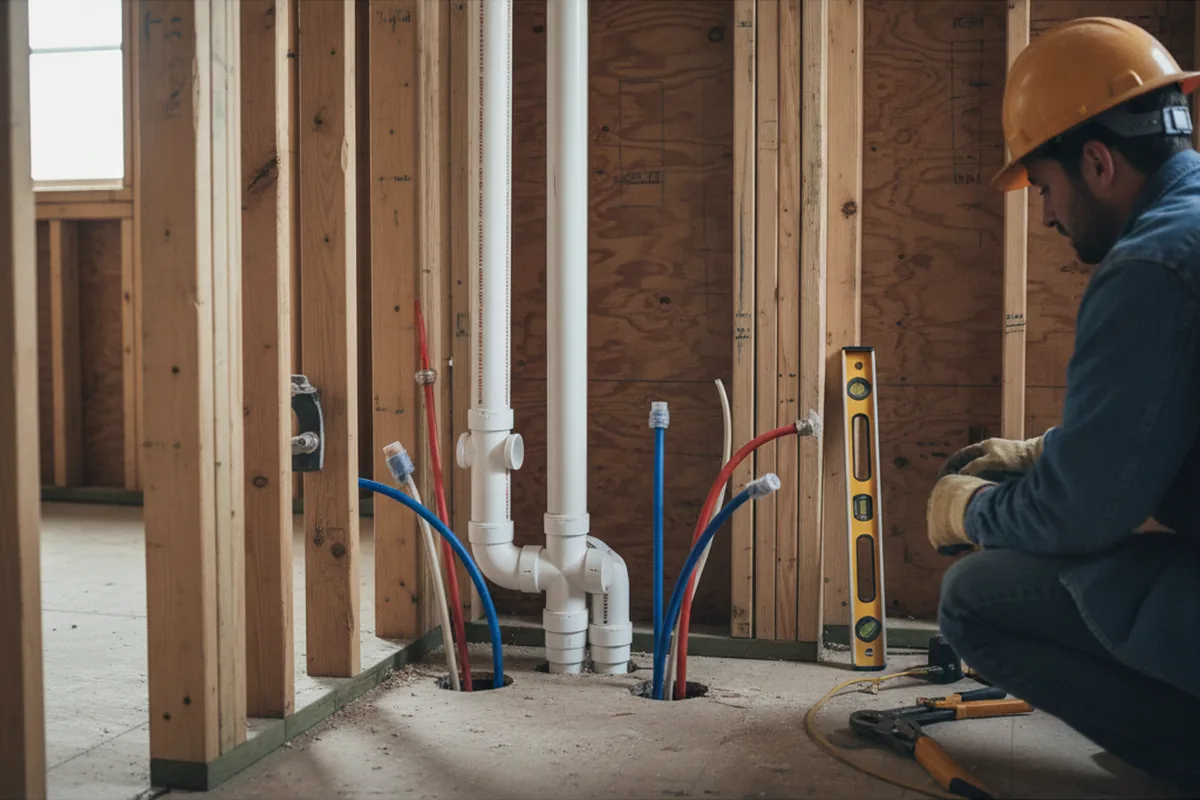 Drain and supply rough-in during Leak Detection in Elrosa